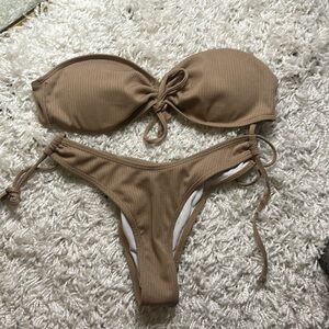 Strapless brown/tan bikini